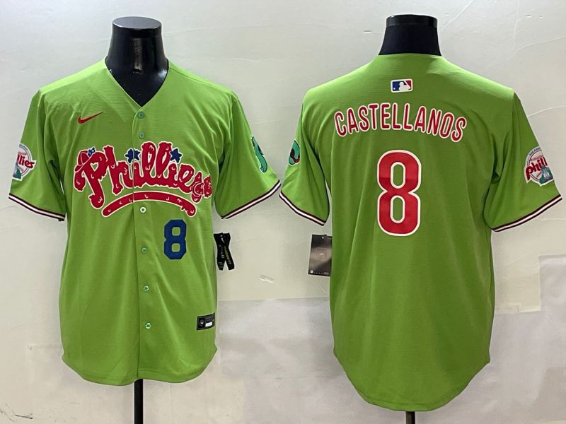 Men Philadelphia Phillies #8 Castellanos Green Five generations Nike 2025 MLB Jersey style 5